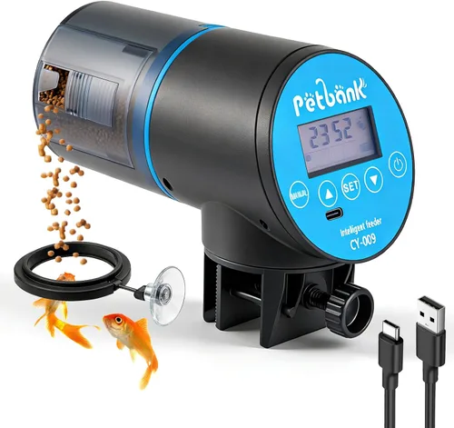 Vista 11 de Comedero automático para peces para acuario, fácil instalación y 4 Negro