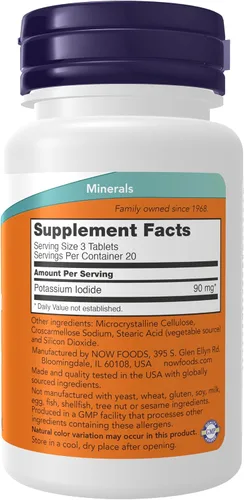 Vista 2 de NOW Supplements - Yoduro de potasio 30 mg, suplemento alimenticio, libre de OMG verificado, 60 tabletas