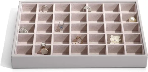 Vista 2 de Vlando - Bandeja apilable para joyas, multiusos, almacenamiento y organizador para aretes, collares, pulseras, anillos.