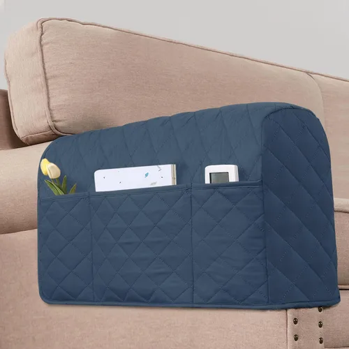 Vista 13 de Paquete de 2 fundas resistentes al agua para reposabrazos para sillas y sofás, fundas de brazo para sofá con 3 bolsillos para teléfono, sofá
