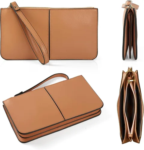 Vista 6 de Befen - Bolso clutch de mano de cuero con correa para teléfono celular, organizador de tarjetas