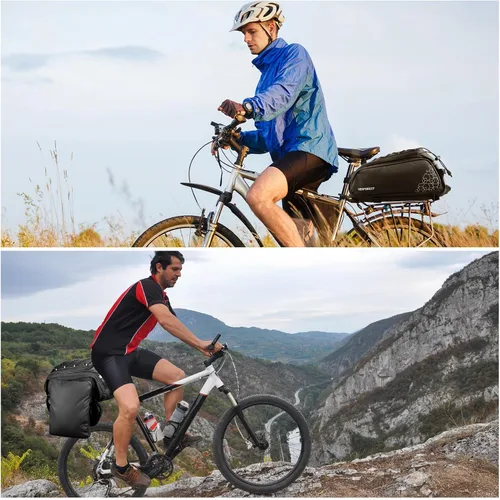 Vista 7 de Bolsa Trasera para Bicicleta, Bolsa de Maletero de Bicicleta de 20L PVC Impermeable para Bicicletas de Carretera y de Montaña, Bolsa Multifuncional