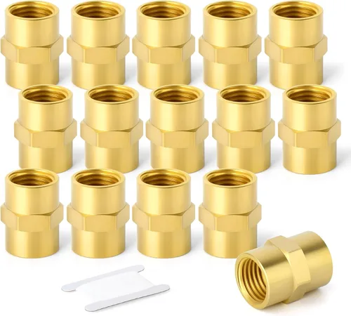 Vista 14 de GASHER 2 piezas de accesorios de tubería de latón, acoplamiento de latón, tubo hembra de 1 pulgada x tubo hembra de 1 pulgada