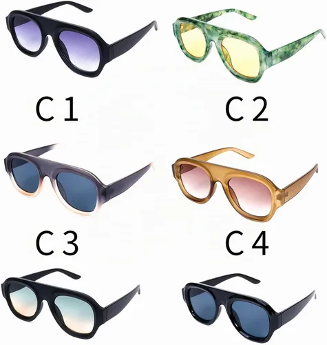 Vista 9 de Gafas de Sol Retro Cuadradas para Mujeres, Estilo Gradiente de Moda, UV400, Tendencia, Gafas de Sol Piloto para Hombres Verde Amarillo