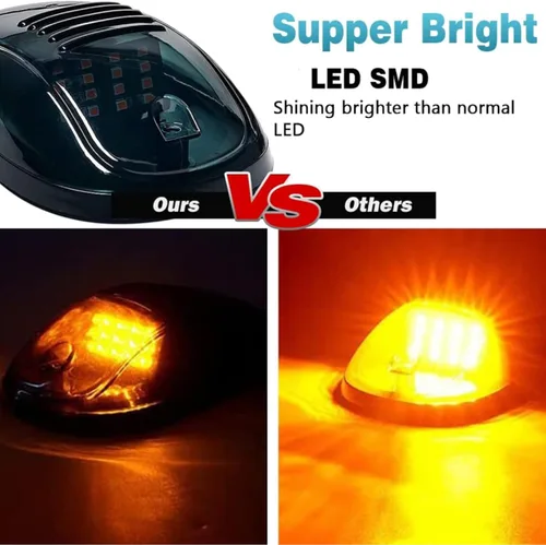 Vista 10 de 5 luces marcadoras de cabina, compatibles con Dodge Ram 1500 2500 3500 4500 5500 2003-2018 con lente ahumada, carcasa LED ámbar, luces de techo
