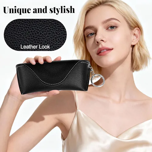 Vista 6 de RayLove Estuche para gafas de sol, funda de cuero portátil para gafas de sol, funda de protección de viaje