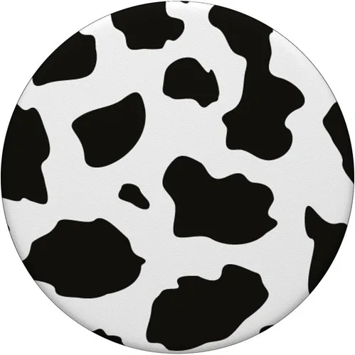 Vista 3 de Estampado de vaca en blanco y negro lindo diseño para niños adolescentes y niñas PopSockets Standard PopGrip