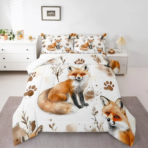 Vista 28 de Erosebridal Happy Camping - Edredón tamaño individual para niños, juego de ropa de cama de animales del bosque del bosque para bebés, niños y niñas