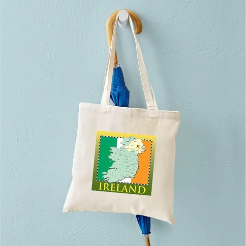 Vista 4 de CafePress Ireland Map and Flag Tote Bag Reusable Natural Beige Canvas Shopping Bag