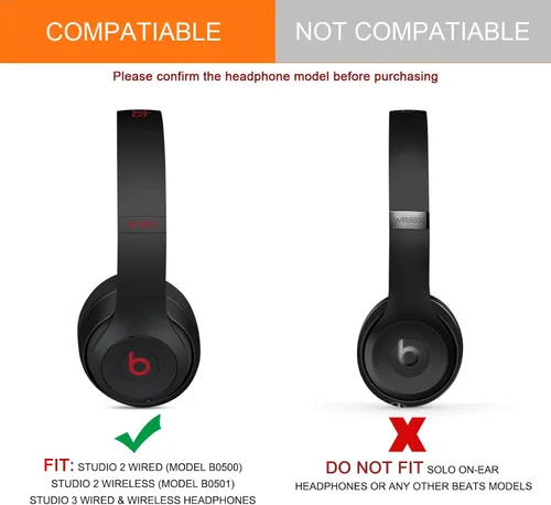 Vista 2 de Almohadillas de repuesto GVOEARS para auriculares Beats Studio 3, almohadillas para auriculares para Beats Studio 2 3 con cable y inalámbricos