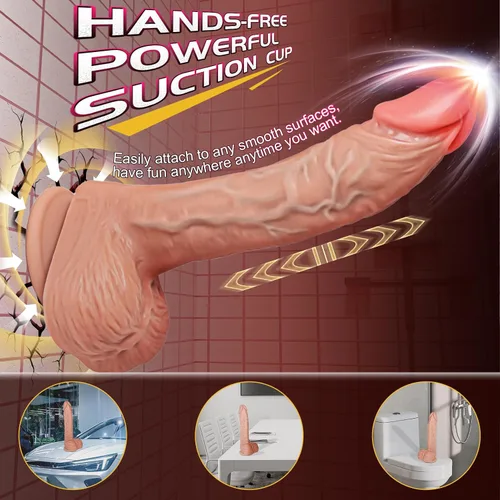 Vista 4 de Juguetes sexuales con consolador de empuje para mujeres, consoladores Venght de 9" con vibrador de punto G, juguetes anales con 10 vibraciones y 3