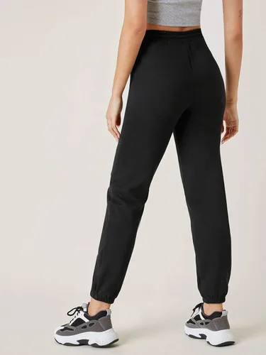 Vista 2 de MakeMeChic Pantalones deportivos casuales con cordón para mujer con bolsillo