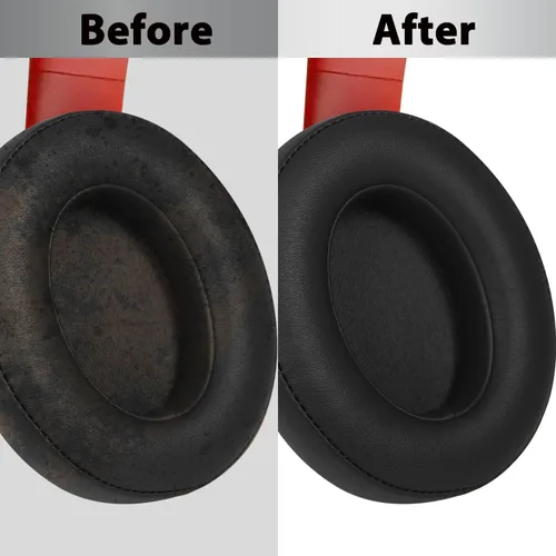 Vista 4 de Studio3 Almohadillas de repuesto para los oídos, almohadillas de piel de proteína suave, compatible con Beats Studio 2 Studio 3 B0500 B0501 Negro