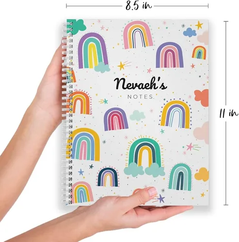 Vista 3 de Gotcha Covered Notebooks Divertido cuaderno de arcoíris personalizado de 8.5 x 11 pulgadas, tapa blanda laminada brillante duradera, 120 páginas