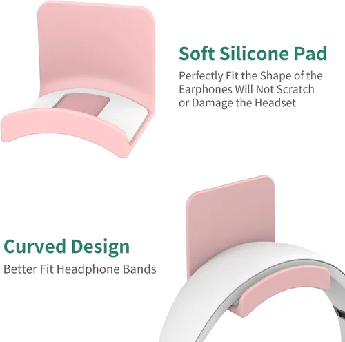 Vista 2 de HomeMount Soporte para auriculares, soporte adhesivo para auriculares, soporte de escritorio para la mayoría de auriculares y controladores