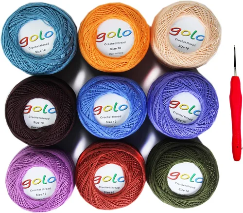 Vista 28 de Golo - 3 bolas de hilo de ganchillo tamaño 10, hilo de crochet para tejer a mano 102