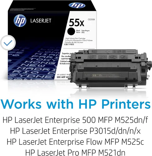Vista 2 de HP CE255X 55X Cartucho original de LaserJet Toner, de alto rendimiento.