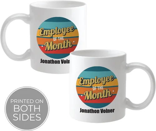 Vista 3 de Taza de café con nombre personalizado para empleados del mes/One Taza de cerámica blanca de 11 onzas/Taza de café de reconocimiento de lugar