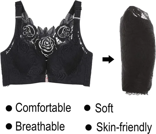 Vista 5 de Aivtalk Brasier push-up sin aros para mujer, copa moldeada con apertura frontal, talla grande