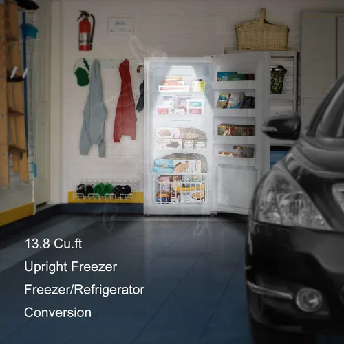 Vista 6 de SMETA Congelador vertical de 13.8 pies cúbicos, refrigerador convertible de pie en posición vertical sin escarcha, refrigerador profundo sin