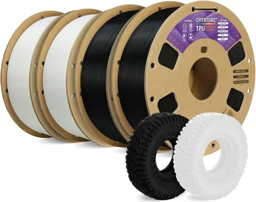 Vista 72 de OVERTURE - Filamento de TPU de 1/16 pulgadas, rollo flexible de poliuretano termoplástico, impresora 3D suave, 95A, carrete de 2.2 libras, precisión