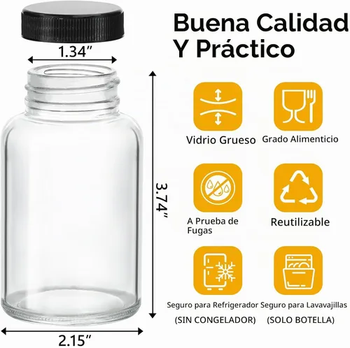 Vista 2 de KEYWING Paquete de 24 botellas de chupito pequeñas, tarros de vidrio de 4
