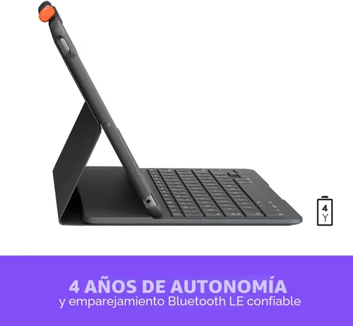 Vista 3 de Logitech Funda con teclado para iPad (7ª, 8ª y 9ª generación) Slim Folio con teclado inalámbrico integrado (grafito)