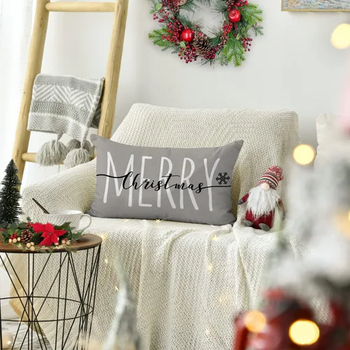 Vista 2 de Jbralid Fundas de almohada de Navidad de 12 x 20 pulgadas, decoración de casa de campo, decoración de invierno para vacaciones, funda de cojín