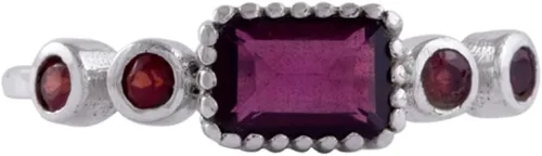 Vista 3 de Anillo de granate, peridoto y amatista para mujer, joyería en plata de ley 925, talla 5 a 13 de EE. UU