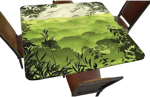 Vista 23 de Mantel cuadrado decorativo a cuadros con bordes elásticos, líneas diagonales y cuadrados de poliéster, para interiores y exteriores, para decoración