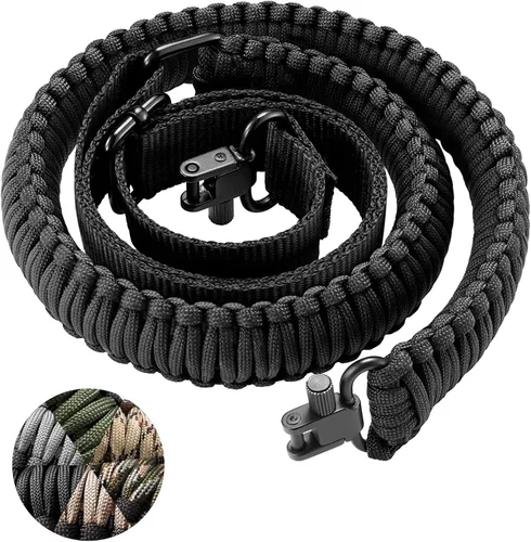 Vista 11 de CVLIFE Correa de Rifle 550 Paracord de 2 Puntos con Giratorio Tri-Lock para Caza y Exteriores Length of 39" to 50", Sturdy Nylon Webbing Strap