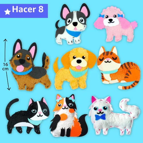 Vista 3 de KRAFUN Puppy & Kitten Sewing Kit for Kids Ages 6+ 8 Dolls Cachorro y gatito