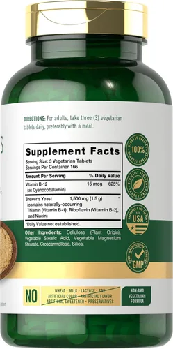 Vista 2 de Carlyle Brewers - Tabletas de levadura con vitamina B12 1500 mg 500