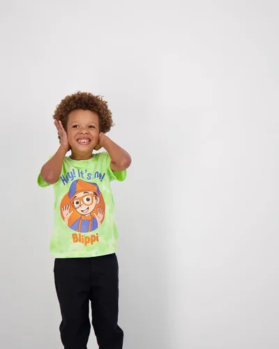 Vista 8 de Blippi Paquete de 3 camisetas para niños pequeños y pequeños, azulnaranjaverde
