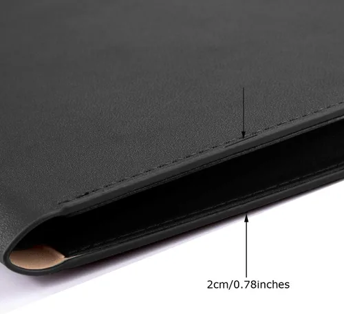 Vista 4 de Carpeta de cuero PU A4 para documentos, carpeta con estilo de cartera con correa y cierre magnético invisible (negro)