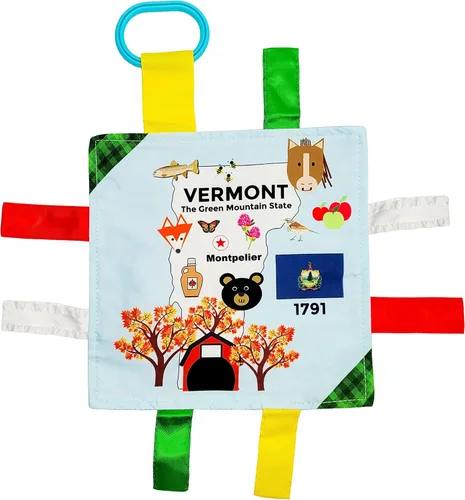 Vista 8 de Baby Jack & Co - Cochecito de juguete para bebés de 8 x 8 pulgadas con etiqueta del estado de Arkansas, juguetes arrugados para desarrollar cinco