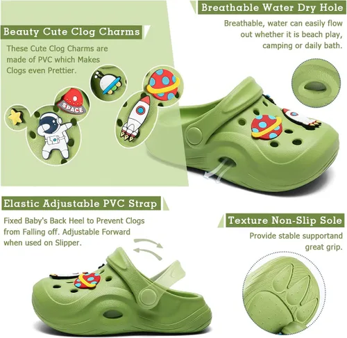Vista 2 de Casazoe Zuecos de agua para niños y niñas pequeños, sandalias de agua sin cordones, ligeras, para exteriores, verano, playa, piscina