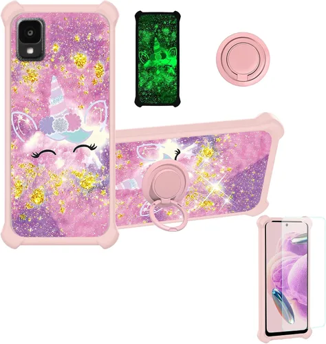 Vista 28 de jioeuinly JSF-DJS - Funda compatible con Nothing Phone 2a con protector de pantalla de vidrio templado, policarbonato duro + silicona suave, soporte