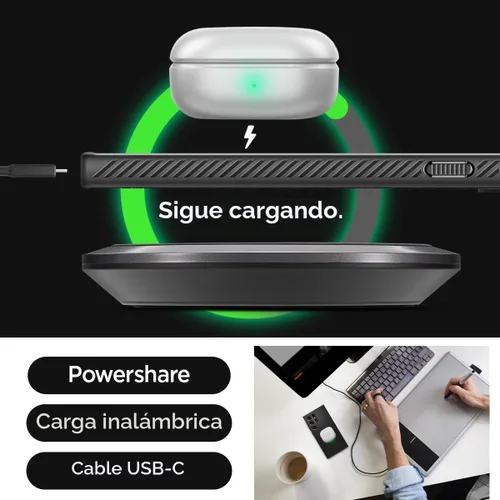 Vista 7 de Spigen Funda para Galaxy S24 Ultra, aire líquido [sin anillo magnético] [protección de grado militar] - negro mate Mate negro
