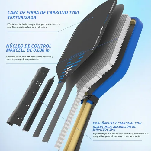 Vista 3 de Warping Point Rhythm 16MM Pickleball Paddle, Carbon Fiber Paddle, Thermoformed Design with MaxCell Honeycomb Core, Design for Precision Control &