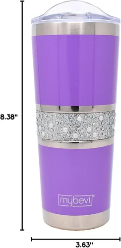 Vista 8 de MyBevi Vaso aislado Hollywood – Vaso de viaje de acero inoxidable de 20 onzas con tapa resistente a fugas Sin BPA, reutilizable, se adapta a