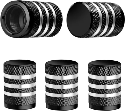 Vista 57 de Tapones para vástago de válvula de neumático, paquete de 5, tapa de aire de neumático N2, metal nitrógeno con forro de plástico, resistente a