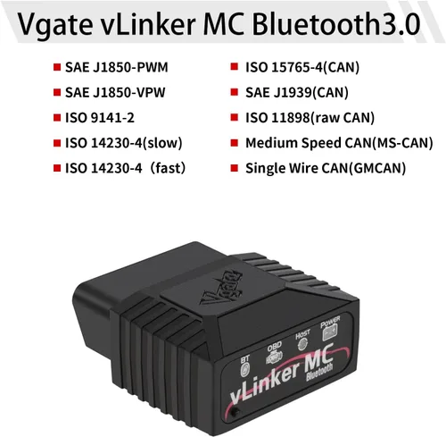 Vista 3 de Vgate vLinker MC Bluetooth 3.0 OBD2 escáner lector de código herramienta de escaneo de diagnóstico para Android y Windows, negro