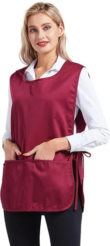 Vista 4 de Nanxson Delantal de zapatero unisex con 2 bolsillos profundos, paquete de 2 Smock con lazos laterales para el trabajo de la cocina CF3137