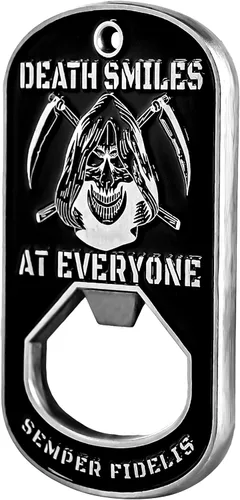 Vista 6 de Military Gift Shop One USMC Death Smiles at Everyone – Marines Smile Back - Abridor de botellas de identificación para perro – Abrebotellas