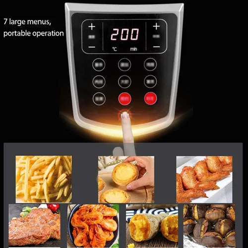 Vista 4 de Freidora de aire eléctrica Nueva freidora eléctrica totalmente automática, freidora de aire de gran capacidad para el hogar, pantalla táctil LCD