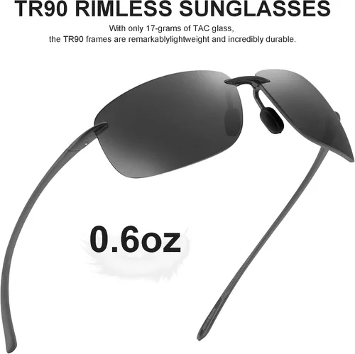 Vista 3 de JIM HALO Lentes de sol deportivos para hombres y mujeres, TR90 sin montura para correr, pescar, ciclismo, conducción