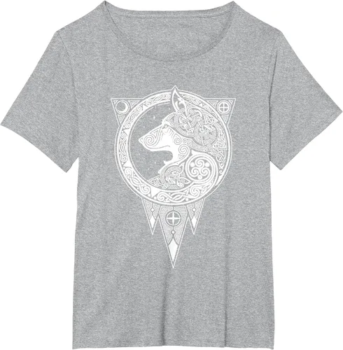Vista 10 de Viking Fenris Wolf - Camiseta de mitología nórdica con símbolo de Fenrir Asphalt Grey