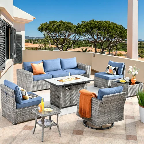 Vista 45 de HOOOWOOO Outdoor Patio Sectional Furniture Sofa Set with Widened Armrest,6 Piece Small Modern Wicker Couch,Modular L Shaped Conversation Seating Set