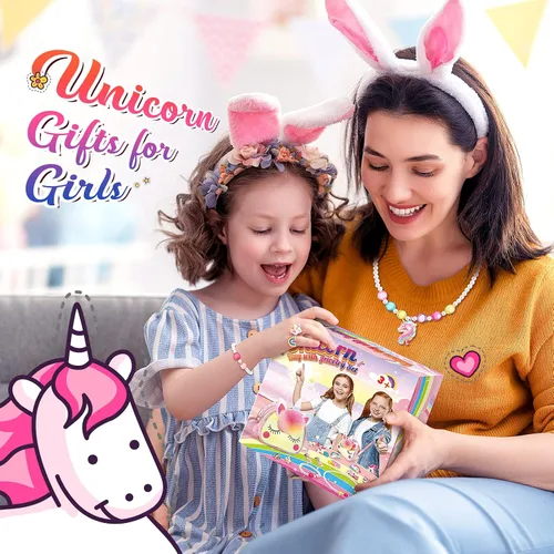 Vista 3 de SYOKZEY Regalos de unicornio para niñas, juguetes de unicornio regalos para niñas de 3, 4, 5, 6, 7, 8 años, juegos de joyas para niñas, regalos